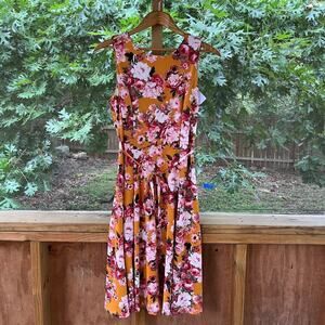 Superfoxx Yellow, Pink And White Floral Sleeveless Midi Dress Size S. NEW